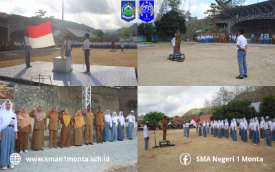 Suasana Upacara Bendera Senin Pagi di SMAN 1 Monta