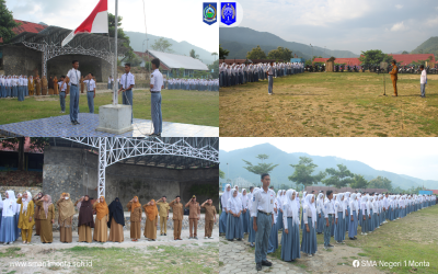PELAKSANAAN UPACARA BENDERA SMAN 1 MONTA